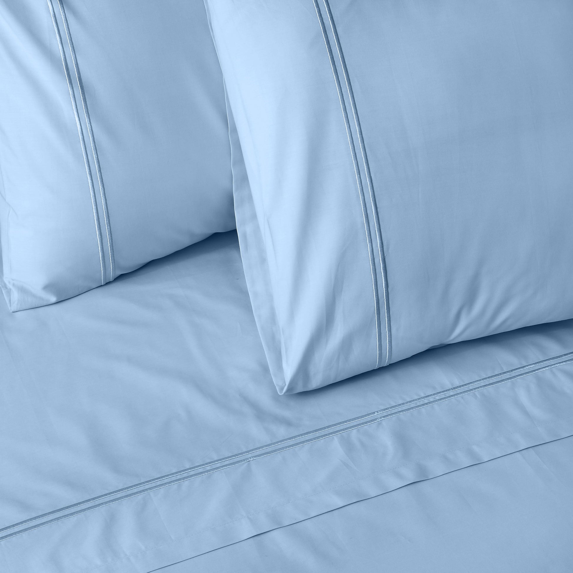 ORGANIC COTTON COLOURED SHEET SET 250TC - ESTATE BLUE Whites of London NZ