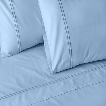 ORGANIC COTTON COLOURED SHEET SET 250TC - ESTATE BLUE Whites of London NZ
