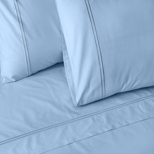 ORGANIC COTTON COLOURED SHEET SET 250TC - ESTATE BLUE Whites of London NZ