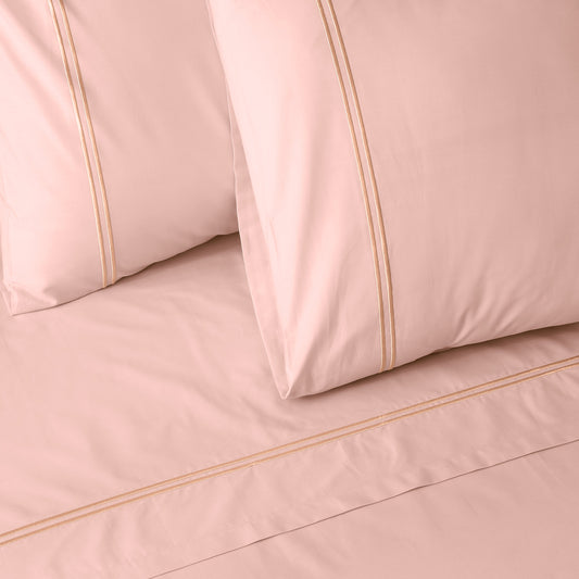 ORGANIC COTTON COLOURED SHEET SET 250TC - PEACH PARFAIT Whites of London NZ
