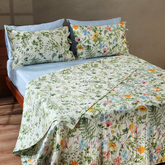 PERCALE REVERSIBLE QUILT SET - GARDEN WALK Whites of London NZ