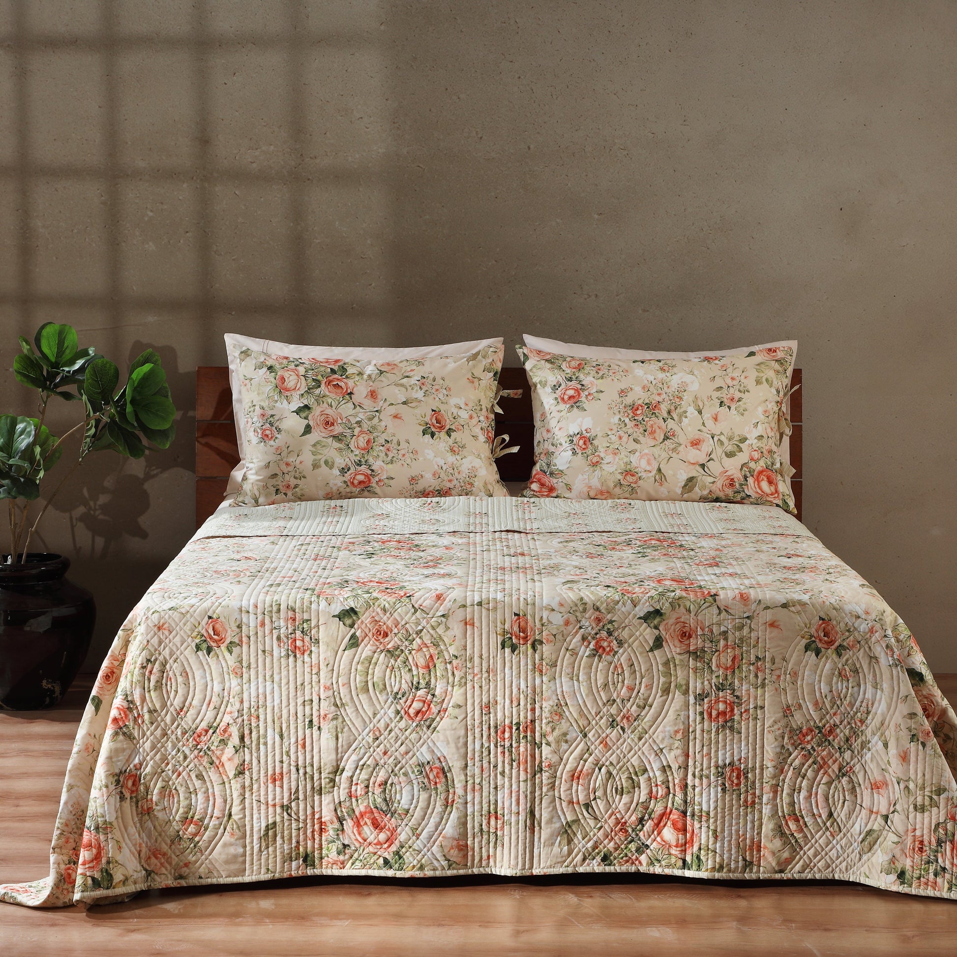 PERCALE REVERSIBLE QUILT SET - ROSETTE Whites of London NZ