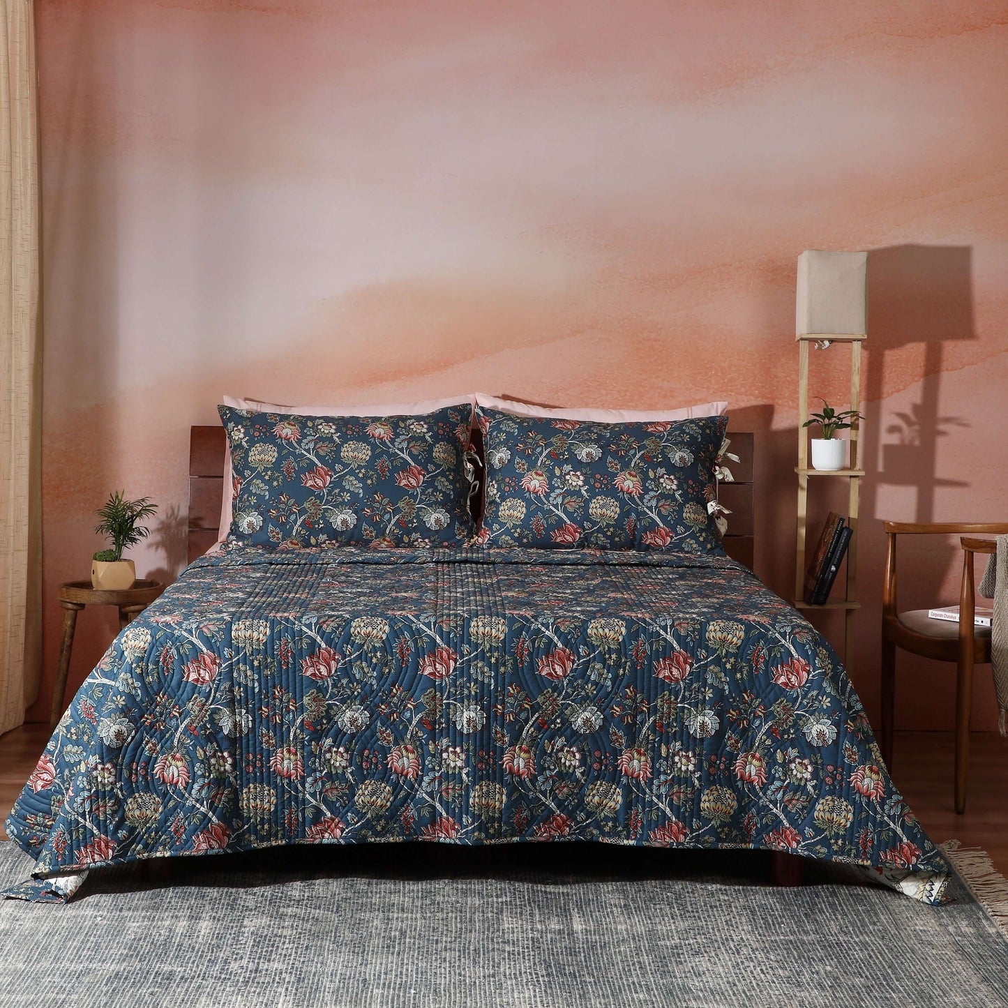 PERCALE REVERSIBLE QUILT SET - CHINTZ Whites of London NZ