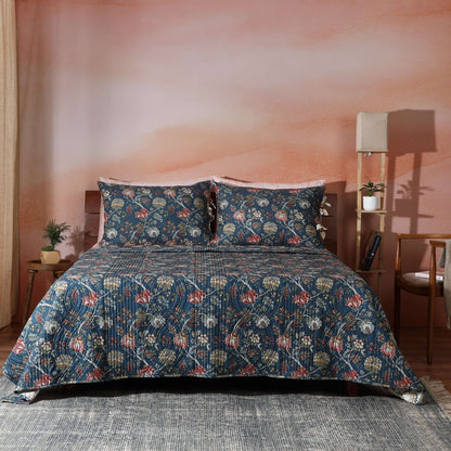PERCALE REVERSIBLE QUILT SET - CHINTZ Whites of London NZ
