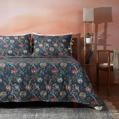 PERCALE REVERSIBLE QUILT SET - CHINTZ Whites of London NZ