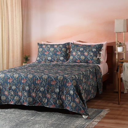 PERCALE REVERSIBLE QUILT SET - CHINTZ Whites of London NZ