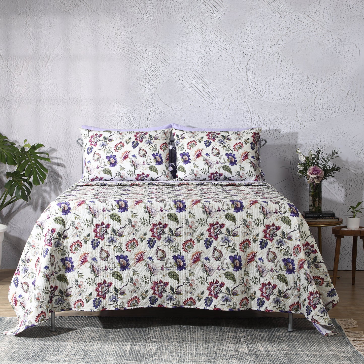 PERCALE REVERSIBLE QUILT SET - LAVENDER FIELDS Whites of London NZ