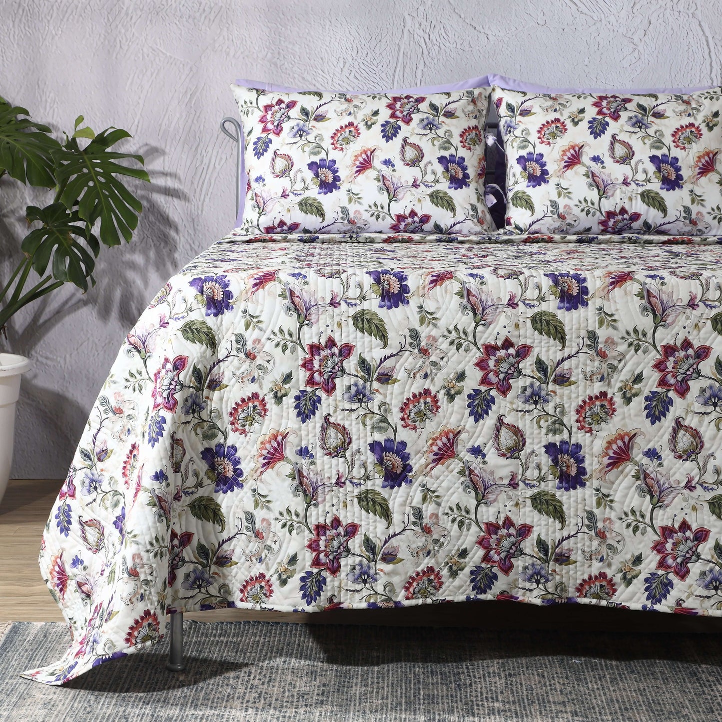 PERCALE REVERSIBLE QUILT SET - LAVENDER FIELDS Whites of London NZ