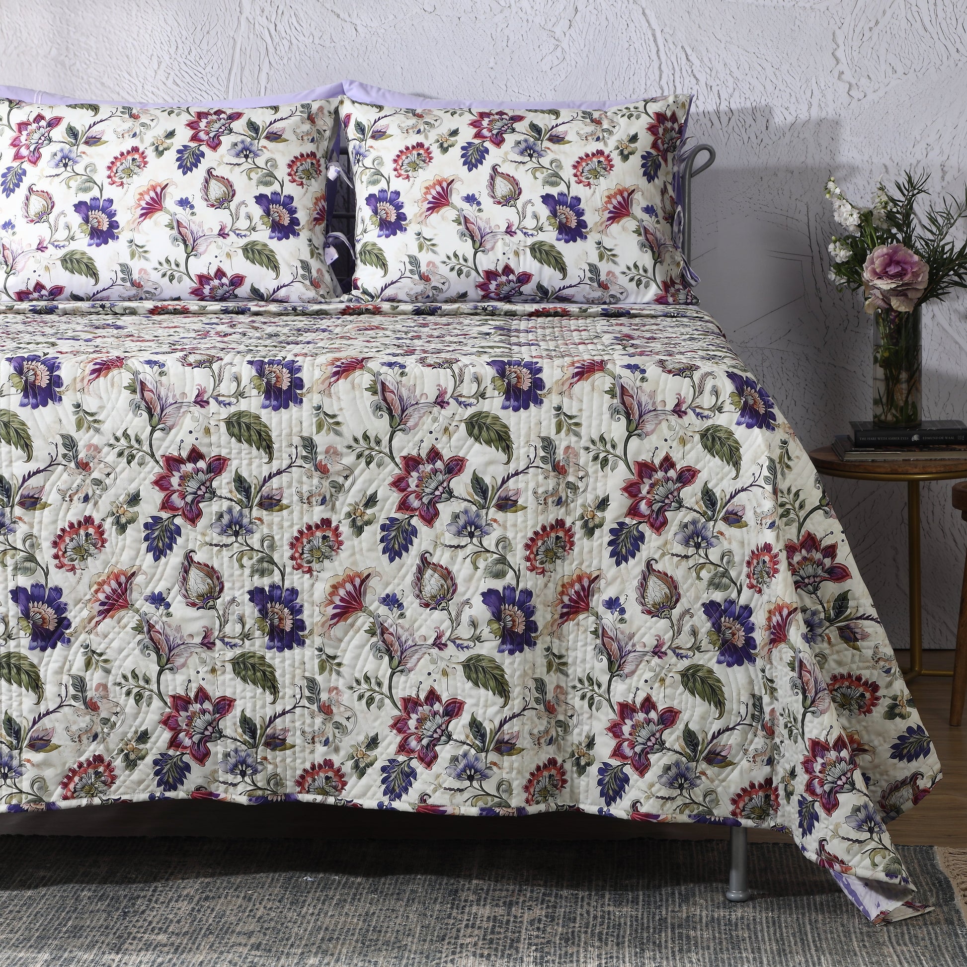 PERCALE REVERSIBLE QUILT SET - LAVENDER FIELDS Whites of London NZ