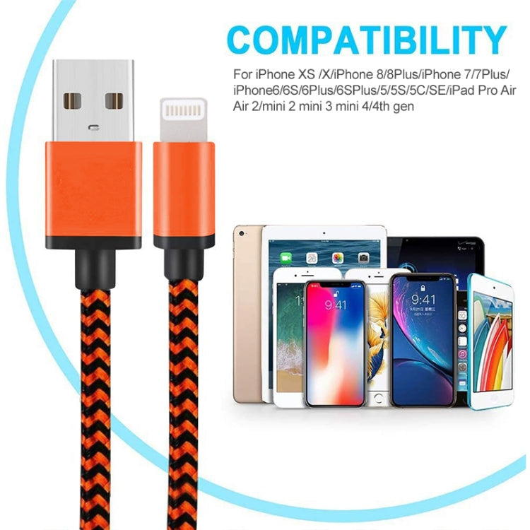 2A Woven Style USB to 8 Pin Sync Data / Charging Cable, Cable Length: 1m
