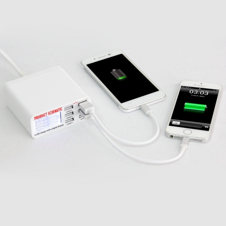 WLX-899 30W USB Charger 5V 6A Output 3.5A Max High Speed 6-Ports USB Charger with Digital Display & 1.5m Cable