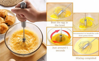 Stainless Steel Egg Beater - 10 Inch Hand Rotary Whisk with 22mm Grip & 7cm Whisk Head for Cooking and Baking