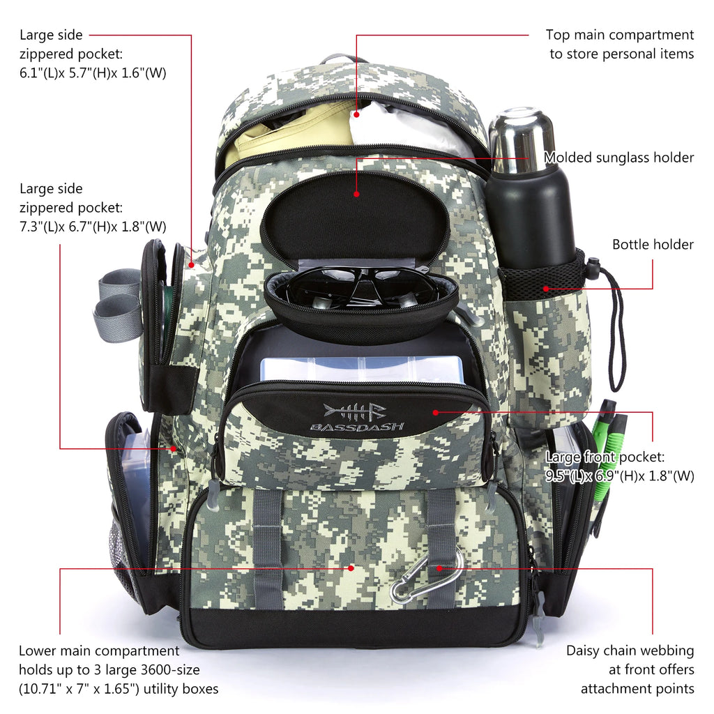 BASSDASH Fishing Bag Tackle Backpack ShopHub