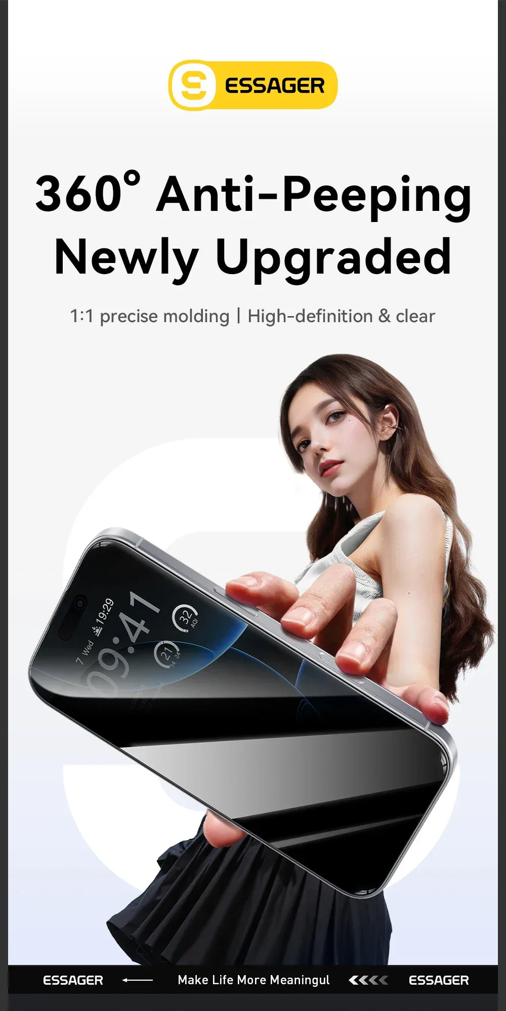 Essager 2Pcs Anti-Peeping Glass for iPhone 16, 15, 14, and 13 Pro Max Plus - ShopHub