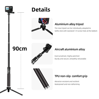 TELESIN 0.9M Aluminum Alloy Selfie Stick – Extend Your Perspective