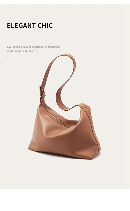 FOXER Large Soft Split Leather Shoulder Bag