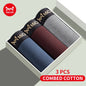 MiiOW 3Pcs Men's Antibacterial Boxer Underwear - Cotton Breathable Mesh Crotch Plus Size Boxershorts