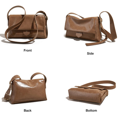 Retro Women's Shoulder Bag 2026 New Simple Large Tote Bag Split Leather + PU Female Soild Crossbody Bag Purse