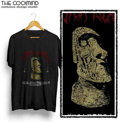 COOLMIND Easter Island Statue Graphic Cotton T-Shirt