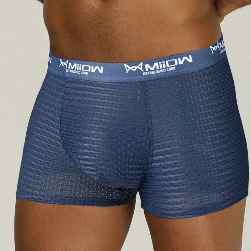 MiiOW Men's Breathable Boxers - Mesh Ice Silk Underwear