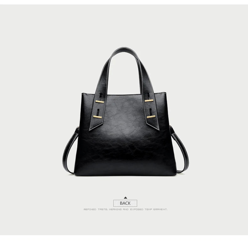 High Quality Women Split Leather Handbag Fashion Workplace Big Capacity Tote Bag Commuter Crossbody Shoulder Bags Mother's Gift