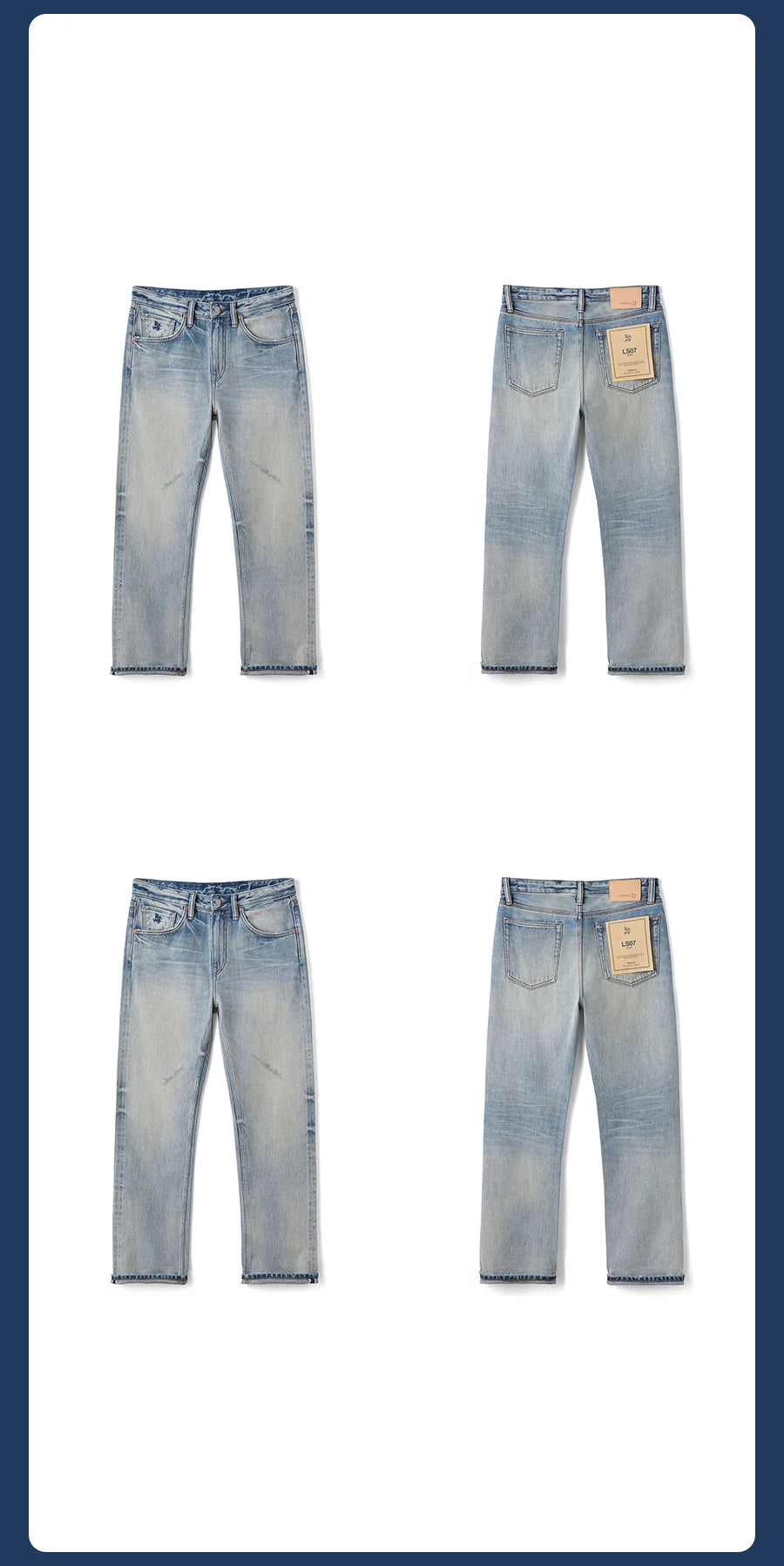 SIMWOOD High Standard 2026 Autumn New Loose Straight 14.3oz Selvedge Denim Jeans Men's Retro Washed Ripped Pants Vintage Trouser