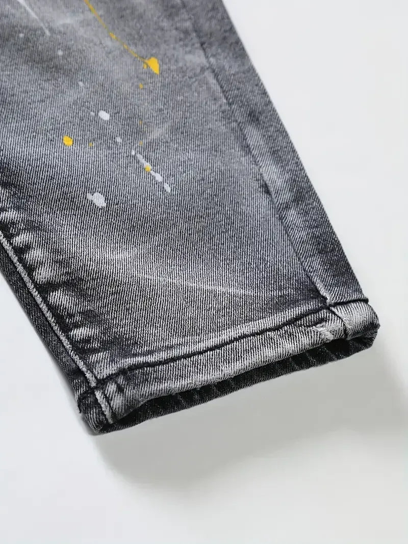 Men's Casual Creative Street Style Slim Fit Jeans - ShopHub