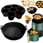7-Cavity Silicone Air Fryer Set - 2PC Nonstick Cake Mold & Basket Fit 0.92-1.53L, Dishwasher Safe Baking/Roasting