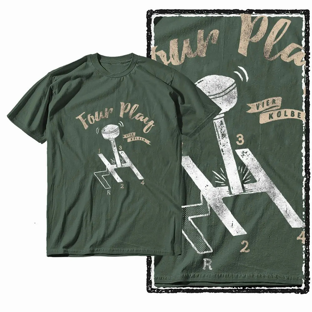 G11 Army Green Streetwear 100% Cotton Car Theme Printed Men's T-shirt | Big Size Cool Vintage O-neck Men's Tee Tshirt
