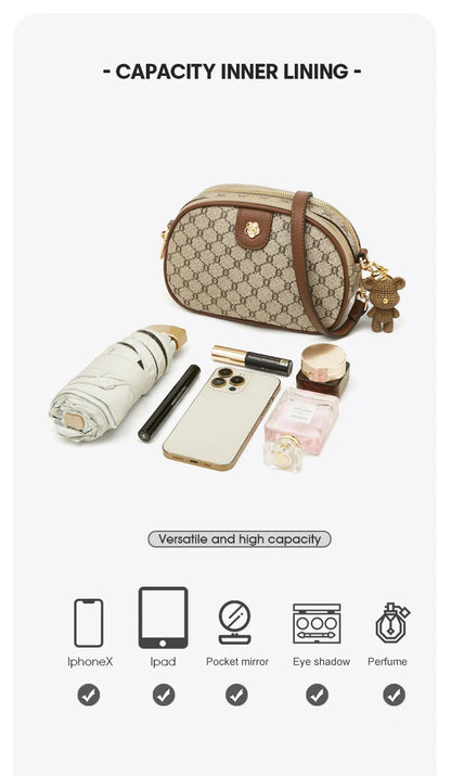 FOXER Women Small Shoulder Bag Fashion Monogram PVC Lady Crossbody Handbag with Adjustable Strap