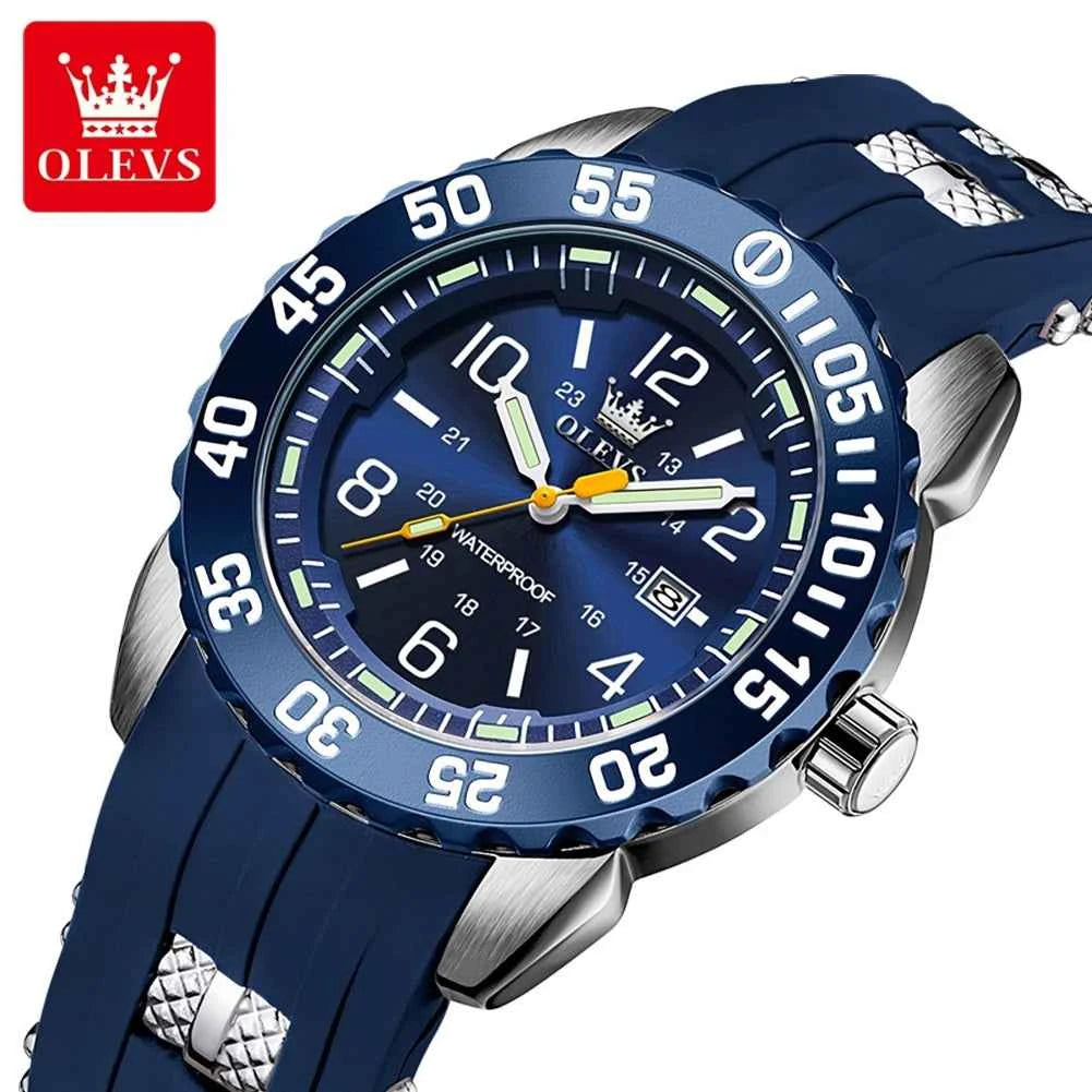 OLEVS 3688 Men's Waterproof Sports Watch with Silicone Strap and Luminous Hollow Out Design