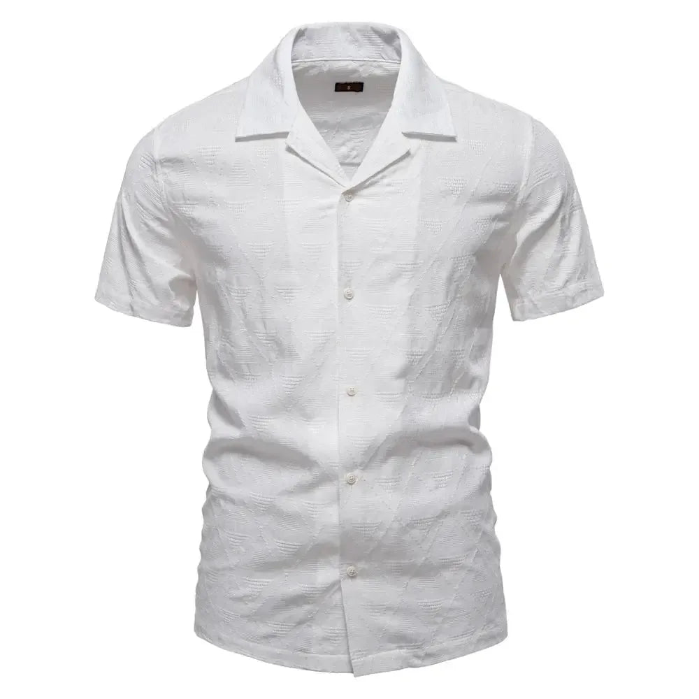 AIOPESON's 100% Cotton Jacquard Men's Short Sleeve Shirts - ShopHub
