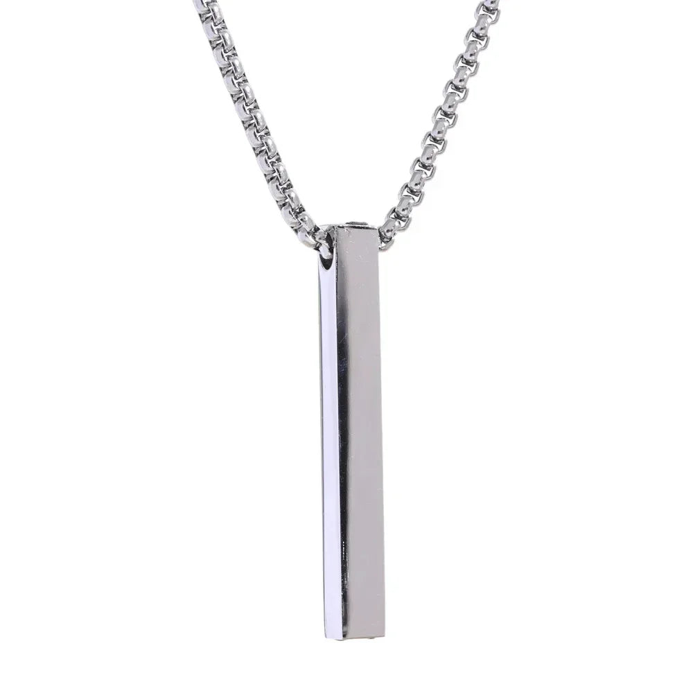 Stainless Steel Long Square Men's Pendant Necklace - ShopHub
