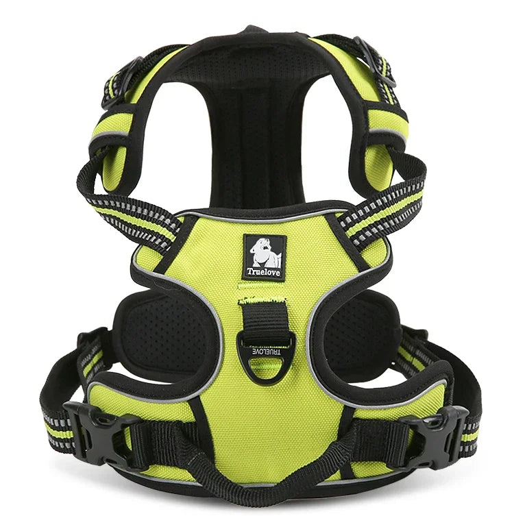 Truelove Pet Harness Reflective Nylon Large Pet Dog Harness All Weather Padded Adjustable Safety Vehicular Leads for Dog TLH5651