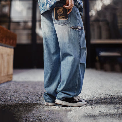 Maden Men‘s Vintage Boro Patchwork Parachute Jeans