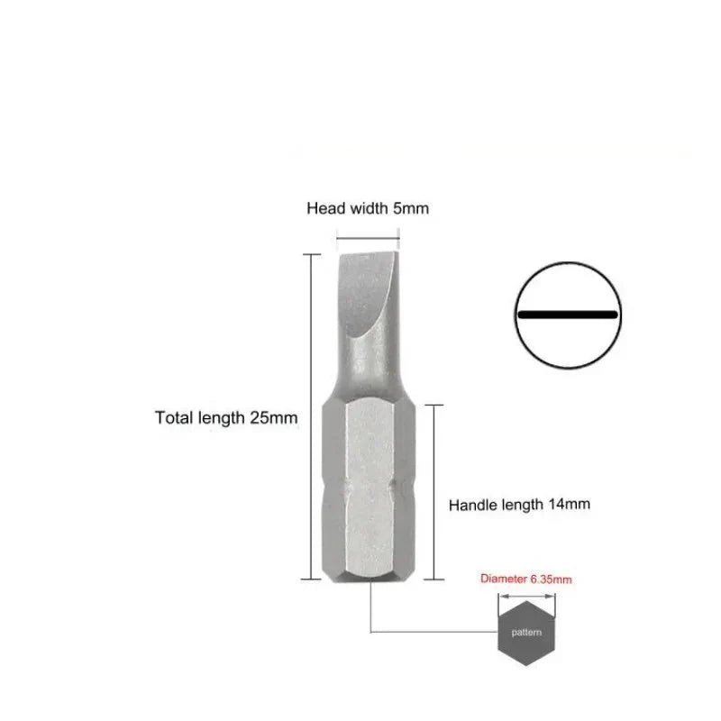S2 Steel Slotted Screwdriver Bits Set – 1/4" Shank (6 different types available) Habicare