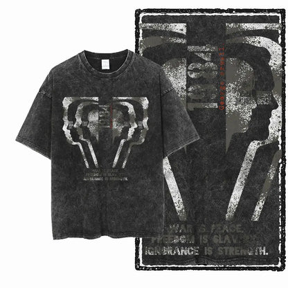 G02 Exclusive 100% Cotton Big Size 1984 Graphic Men T-shirt | Acid Washed Streetwear Cool Vintage O-neck Men's Tee Tshirt