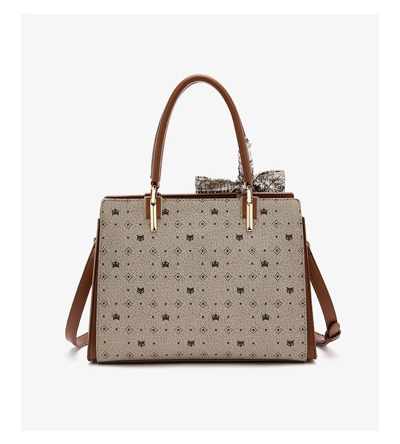 FOXER Vintage Women Handbag PVC Leather Tote Bag Large Capacity Top‑Handle Shoulder Crossbody Bag for Ladie Daily Work Purse
