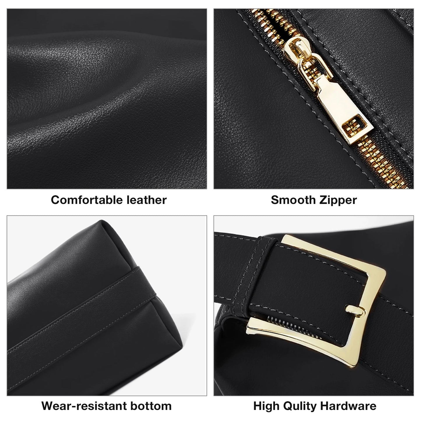 FOXER Large Soft Split Leather Shoulder Bag