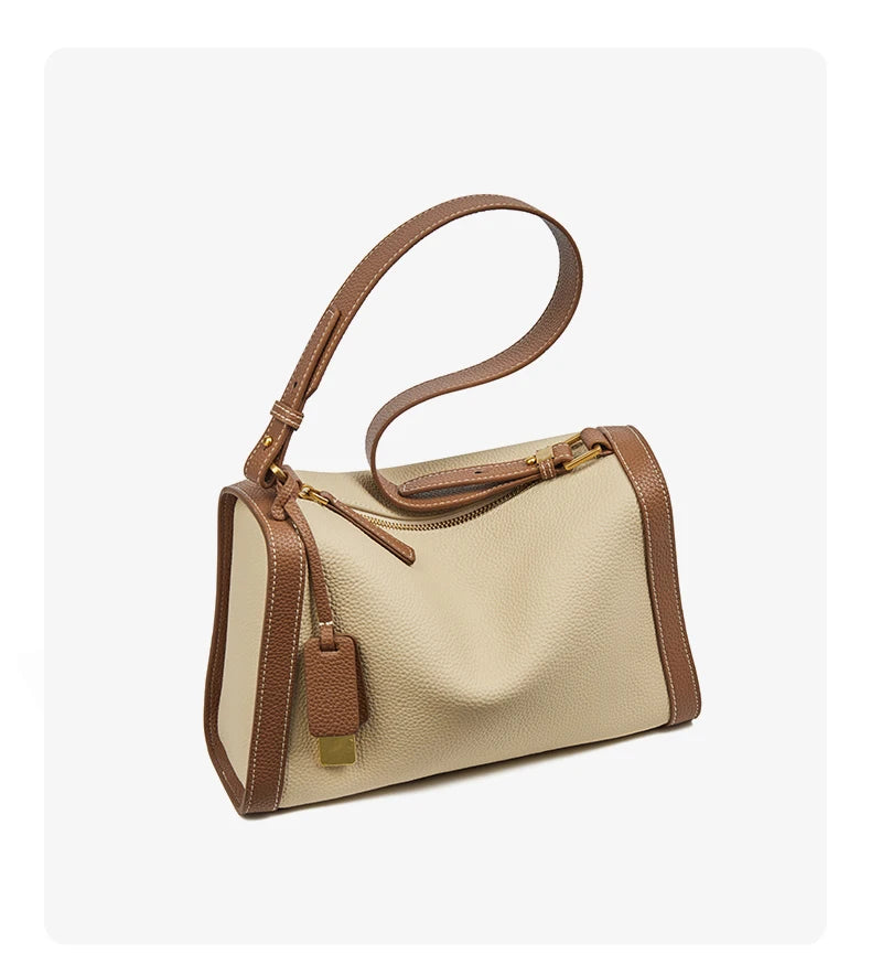Women's Cowhide Leather Shoulder Bag Vintage Soft Messenger Handbag Fashion Crossbody Bags Female Underarm Bag DF900083S