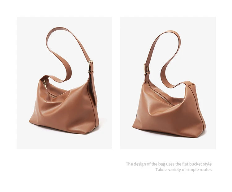 FOXER Large Soft Split Leather Shoulder Bag