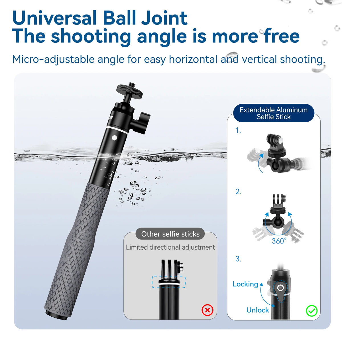 TELESIN Waterproof Divng Selfie Stick
