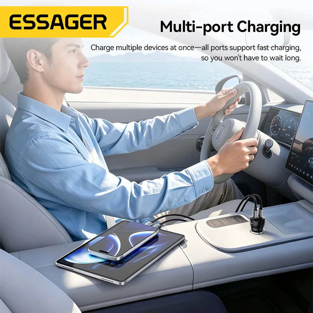 Essager 90W Dual-Port USB Type-C Car Charger with 45W PD Fast Charging