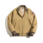 Maden Men’s Brown Flight Bomber Jackets Vintage Pilot Aviator Monocycle Jacket Slim Fit With Patches Stand Collar