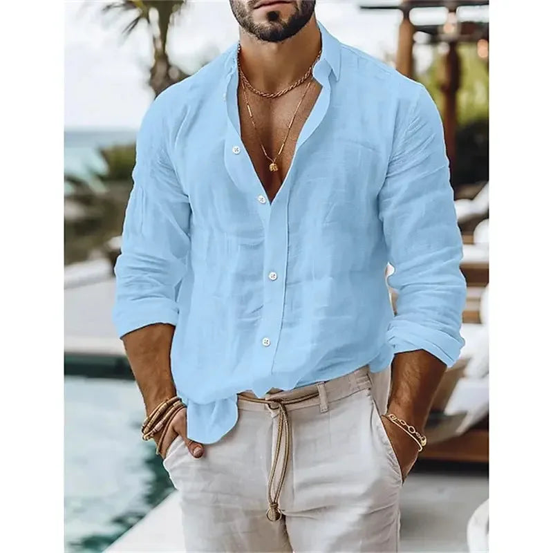 Men's Casual Linen Shirts - ShopHub