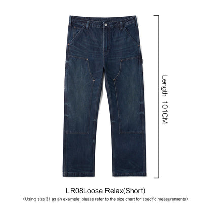 SIMWOOD High Standard 2026 Autumn Winter New 13.5oz Heavyweight Vintage Wash Carpenter Jeans Men Cargo Denim Pants