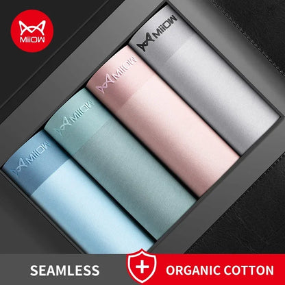 MiiOW Sexy Cotton Men Underpants - 4Pcs Graphene Antibacterial Breathable Boxer Briefs