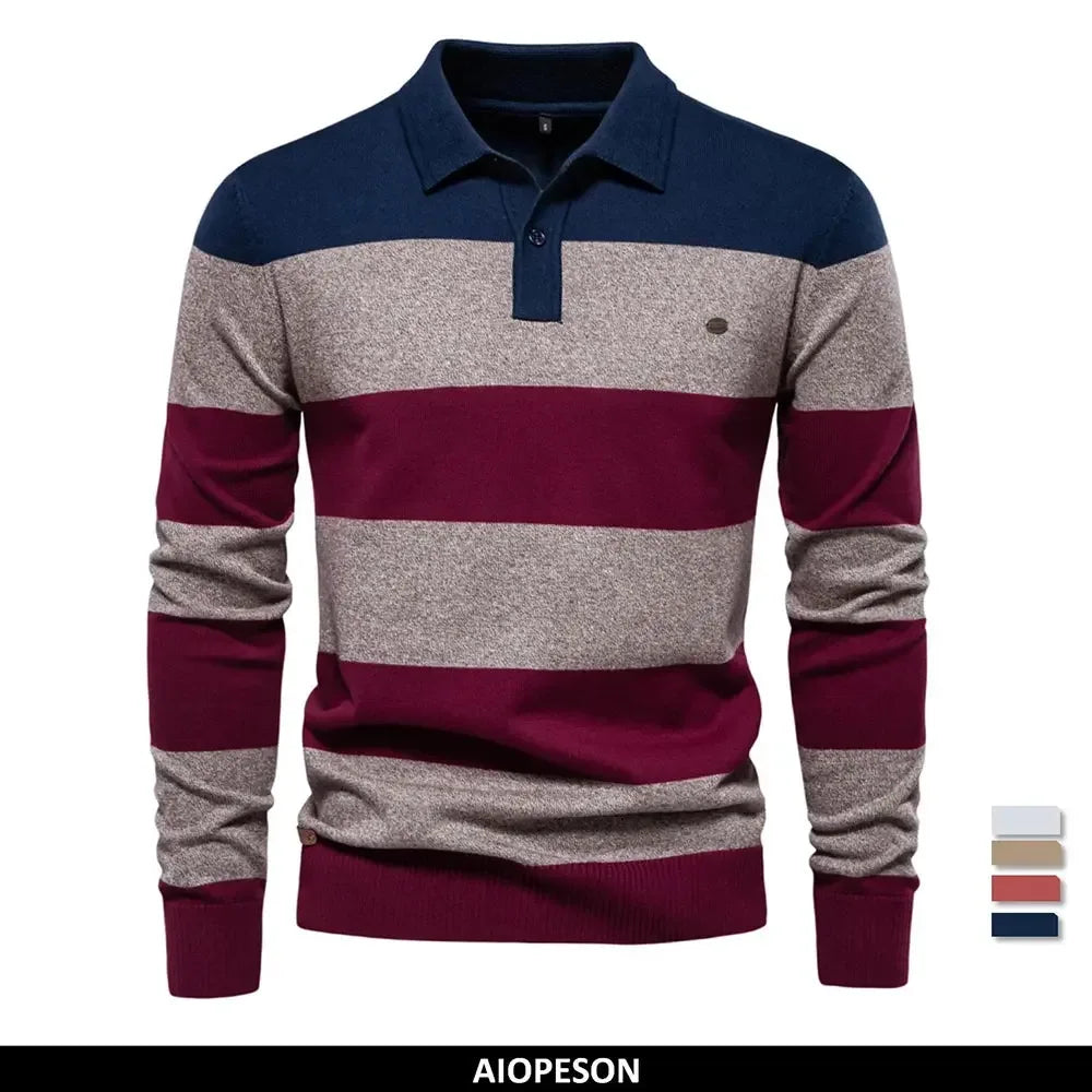 AIOPESON Men's Strip Cotton Sweaters - ShopHub