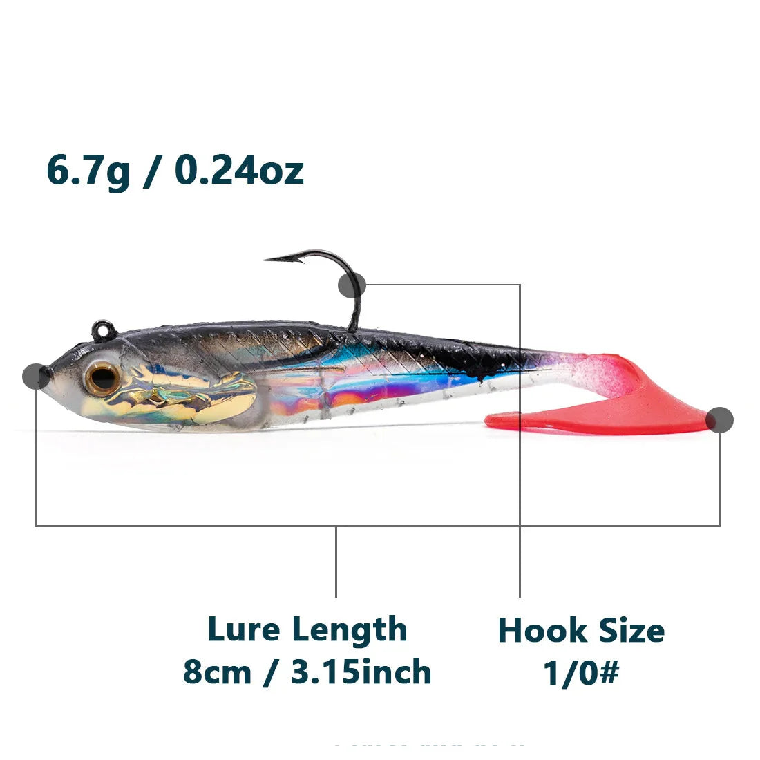 Soft Fishing Lures with Lead Head Jigs – Bass & Trout (Several quantities and colours available) Habicare