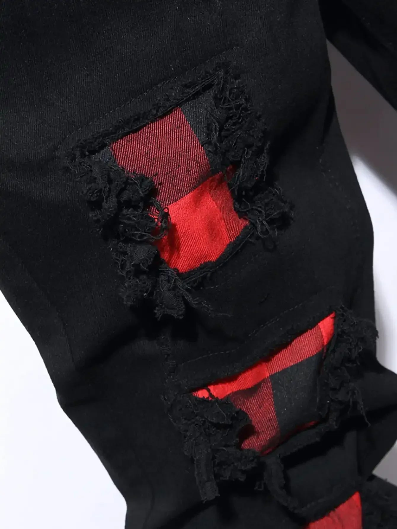 Men's Streetwear Retro Black Elastic Slim Fit Ripped Jeans - ShopHub